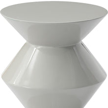 Load image into Gallery viewer, Wood Round Top Geo Pedestal End Table - Light Gray
