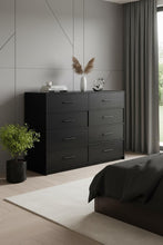 Load image into Gallery viewer, Wood Eight Drawer Dresser - Black
