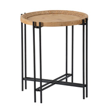 Load image into Gallery viewer, Round Side Table With Wood Top, End Table For Living Room Bedroom - Black Brown
