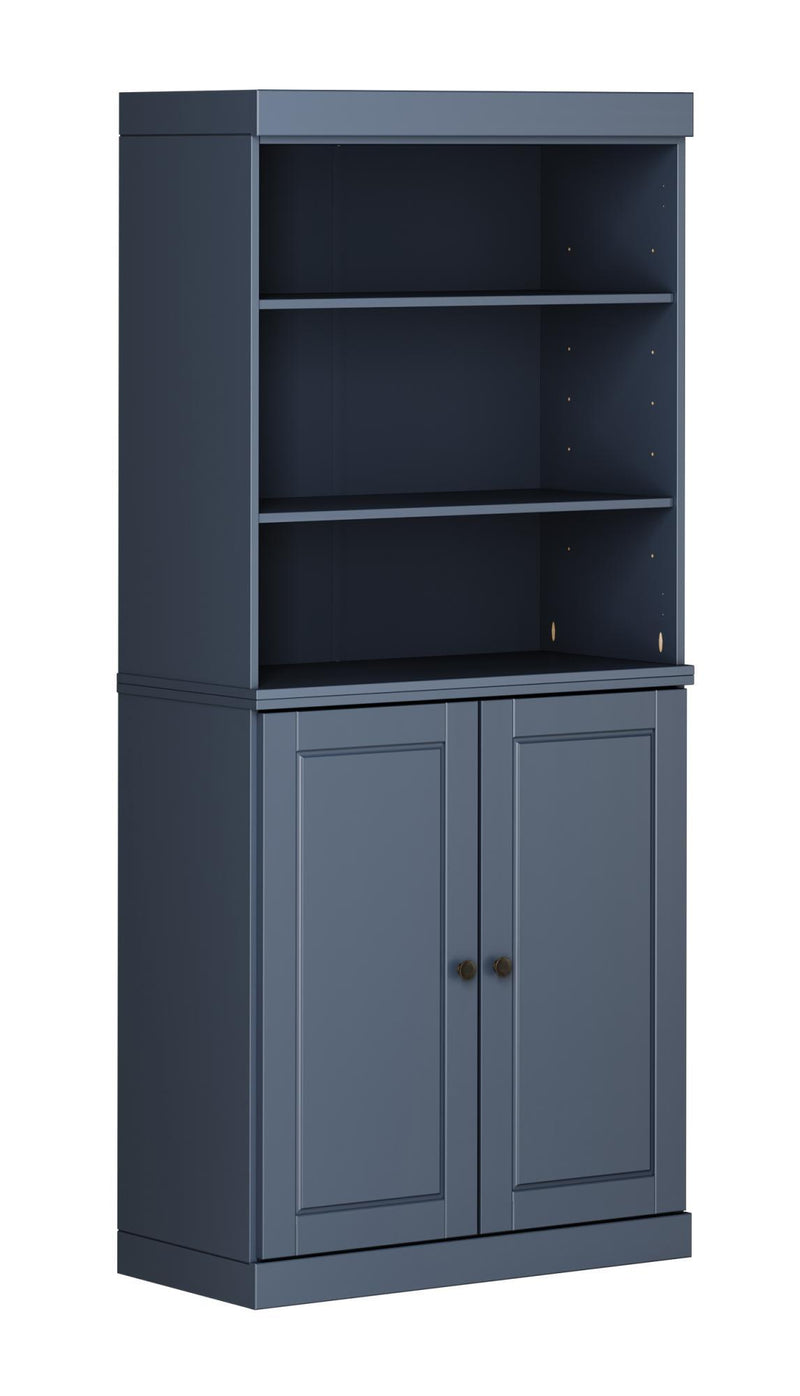 Adjustable Six Tier Library Bookcase With Two Doors (745681) - French Blue