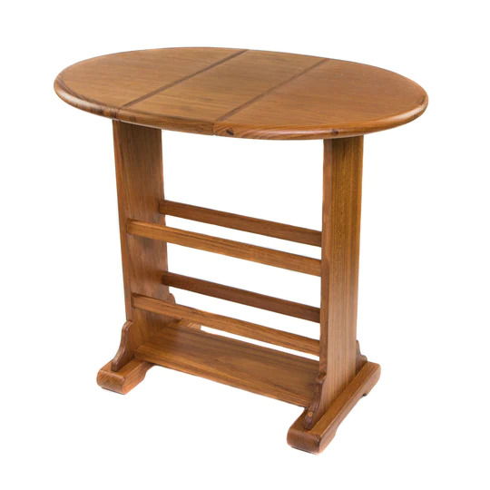 Solid Wood Oval End Table - Brown