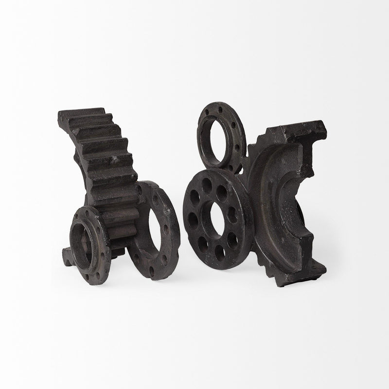 Industrial Cog Bookends (Set of 2) - Matte Black