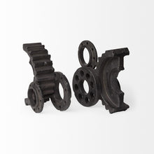 Load image into Gallery viewer, Industrial Cog Bookends (Set of 2) - Matte Black
