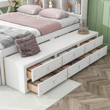Load image into Gallery viewer, Bed With Bookcase Headboard, Under Bed Storage Drawers And Bed End Storage Case
