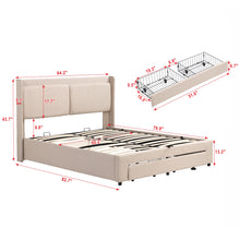 Load image into Gallery viewer, Queen Size Storage Upholstered Hydraulic Platform Bed with 2 Drawers, Beige
