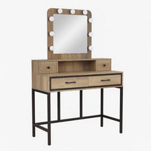 Load image into Gallery viewer, Vanity Desk With 3 Color Lighted Mirror And 4 Drawers
