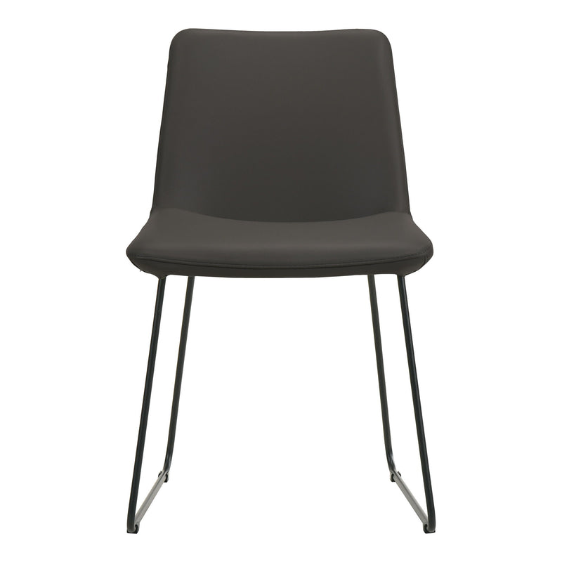 Leather And Metal Dining Side Chairs (Set of 2) - Black