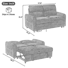 Load image into Gallery viewer, Pull Out Sofa Bed With Adjustable 3 Position Backrest, USB Charging Ports, Side Pockets
