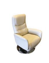 Load image into Gallery viewer, Tufted Genuine Leather Power Swivel Recliner - Light Gray
