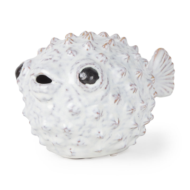 Puffer Fish Tabletop Sculpture - White