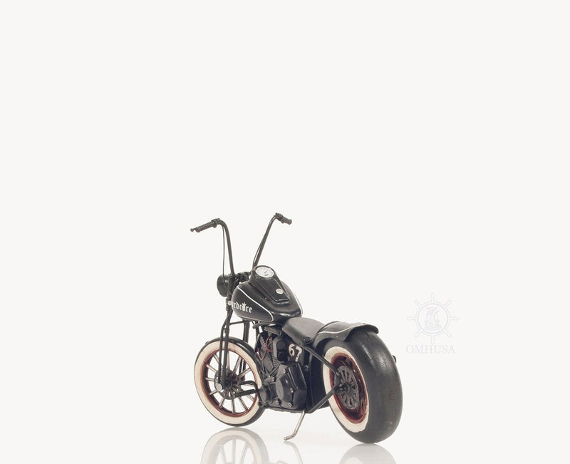 Hand Painted Model Motorcycle Tabletop Sculpture - Black