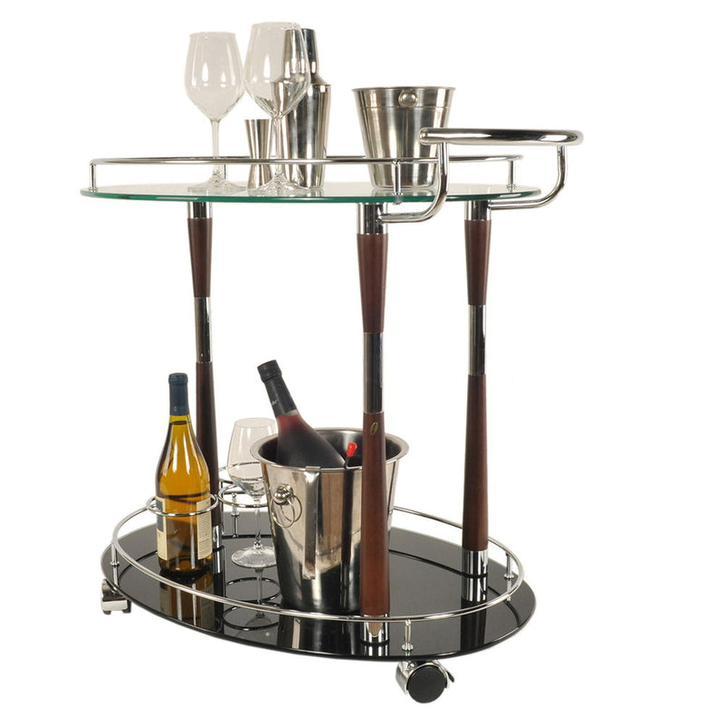18.75" X 29.75" X 27.375" Chrome Serving Trolley - Pearl Silver