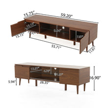 Load image into Gallery viewer, Modern TV Stand With Storage, Tempered Glass Shelf - Walnut
