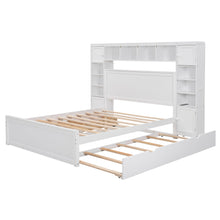 Load image into Gallery viewer, Bed With All In One Cabinet, Shelf And Sockets, Twin Long Trundle
