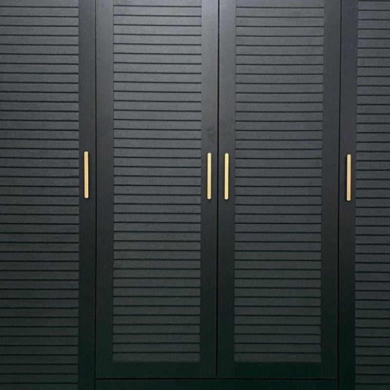 71" Plantation Shutter Wood Four Door Four Drawer Combo Dresser - Black