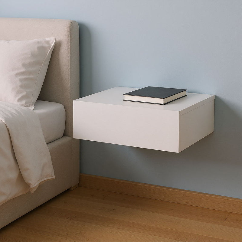 5" One Drawer Faux Wood Floating Nightstand - White