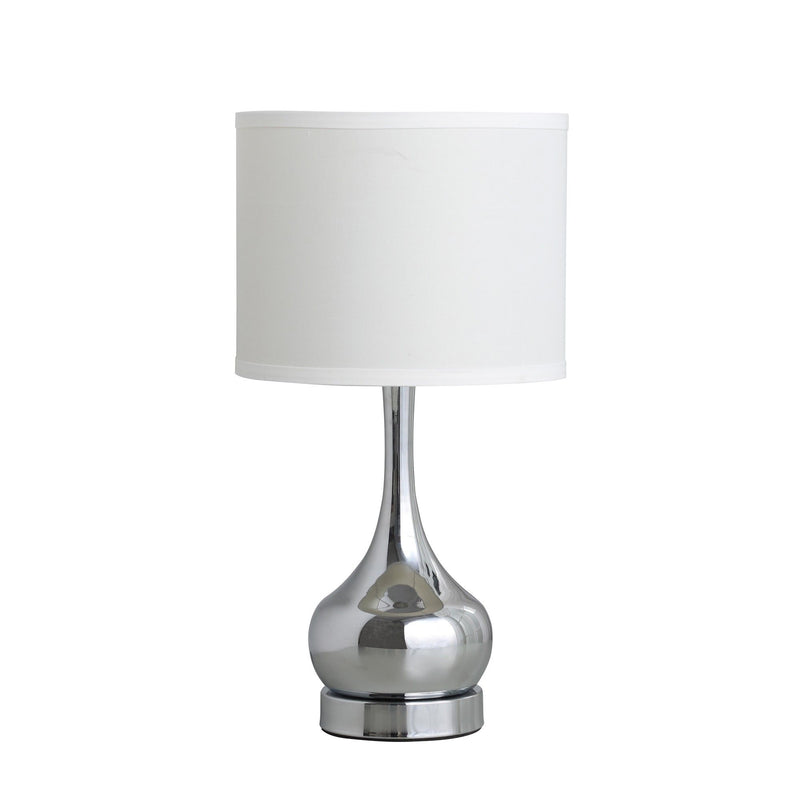 19" Bedside Table Lamp With White Drum Shade - Silver