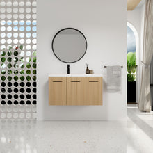 Load image into Gallery viewer, Wall Mounted Floating Bathroom Vanity With Sink, 3 Door Modular Cabinet
