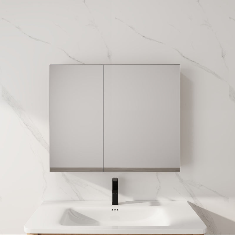 33.56" Wall Mounted Bathroom Cabinet With Adjustable Shelves - Imitative Oak