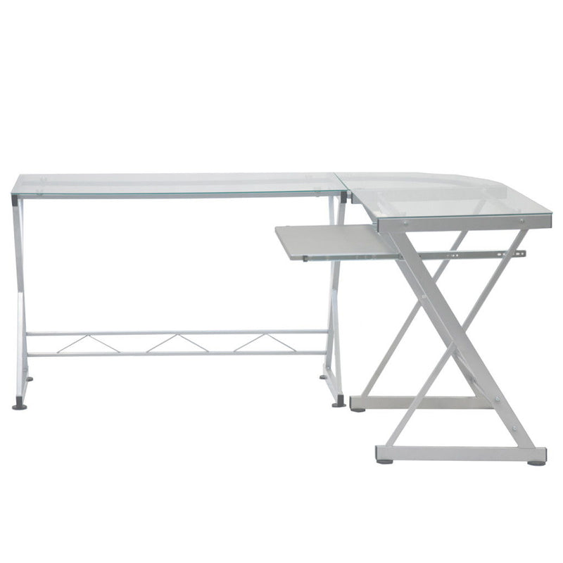 Stainless Corner Computer Desk - Clear