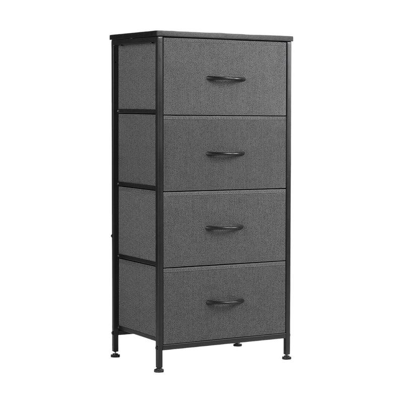 Fabric Metal And Wood Four Drawer Dresser - Gray / Black