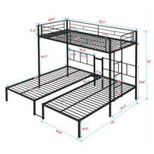 Load image into Gallery viewer, Twin Over Twin Over Twin Triple Bunk Bed With Safety Rails And Storage Shelf - Black
