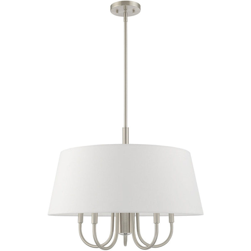 22" 6 Light Dimmable Chandelier With Shades - Nickel