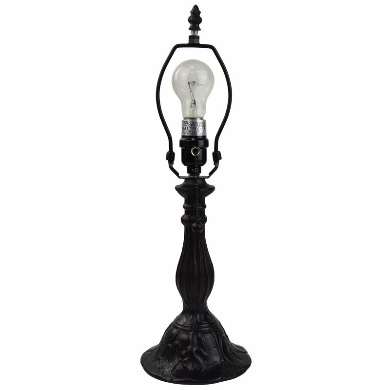 Metal Candlestick Table Lamp With Ivory Dome Shade - Dark Brown