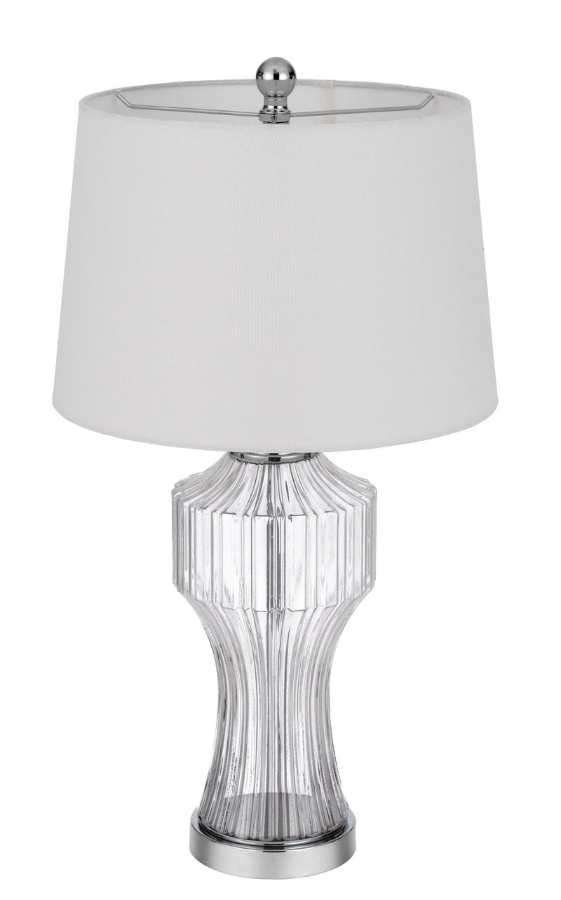Glass Table Lamp With Empire Shade - Clear White