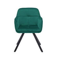 Load image into Gallery viewer, Tufted And Velvet And Metal Dining Arm Chair - Green
