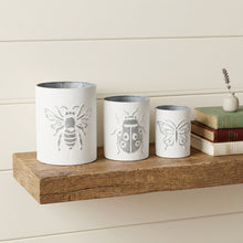 Load image into Gallery viewer, Abstract Round Pot Planters (Set of 3) - White / Gray
