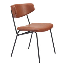 Load image into Gallery viewer, Upholstered Faux Leather Open Back Dining Room Side Chairs (Set of 2) - Brown
