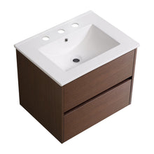 Load image into Gallery viewer, Bathroom Vanity With Basin Wall Hang Storage - Brown / Brown / White
