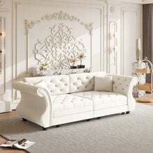 Load image into Gallery viewer, Oversized Chesterfield Pull Out Sofa Bed, Roll Arm Couch With Flower Tufting For Living Room
