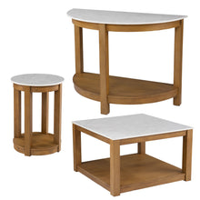 Load image into Gallery viewer, Wood With Faux Marble Manufactured Wood Round End Table With Shelf - Natural / White
