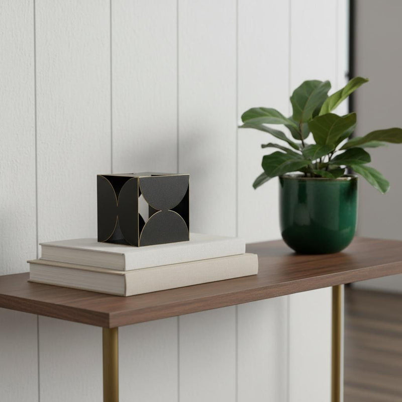 Contemporary Geo Cube Sculpture (392475) - Black
