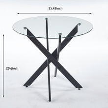 Load image into Gallery viewer, Dining Table With Cross Metal Leg And Tempered Glass, Modern Space Saving Kitchen Table For Living Room
