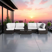 Load image into Gallery viewer, Elegant 4 Person Wicker Patio Seating Set With Cushions And Glass Top Table
