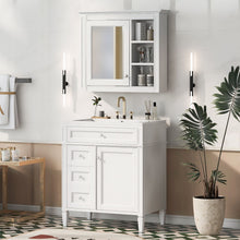 Load image into Gallery viewer, Bathroom Vanity With Medicine Cabinet, Royal Mirror Cabinet, Modern Bathroom Storage Cabinet With 2 Soft Closing Doors And 4 Drawers
