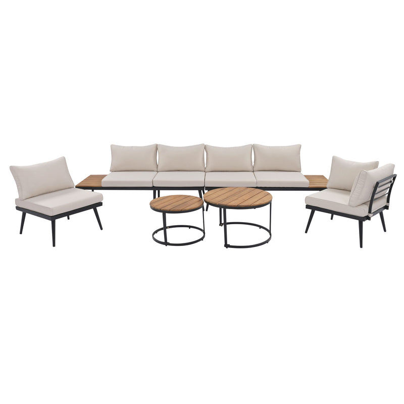 Modern Outdoor Sectional Sofa Set With Nesting Coffee Tables