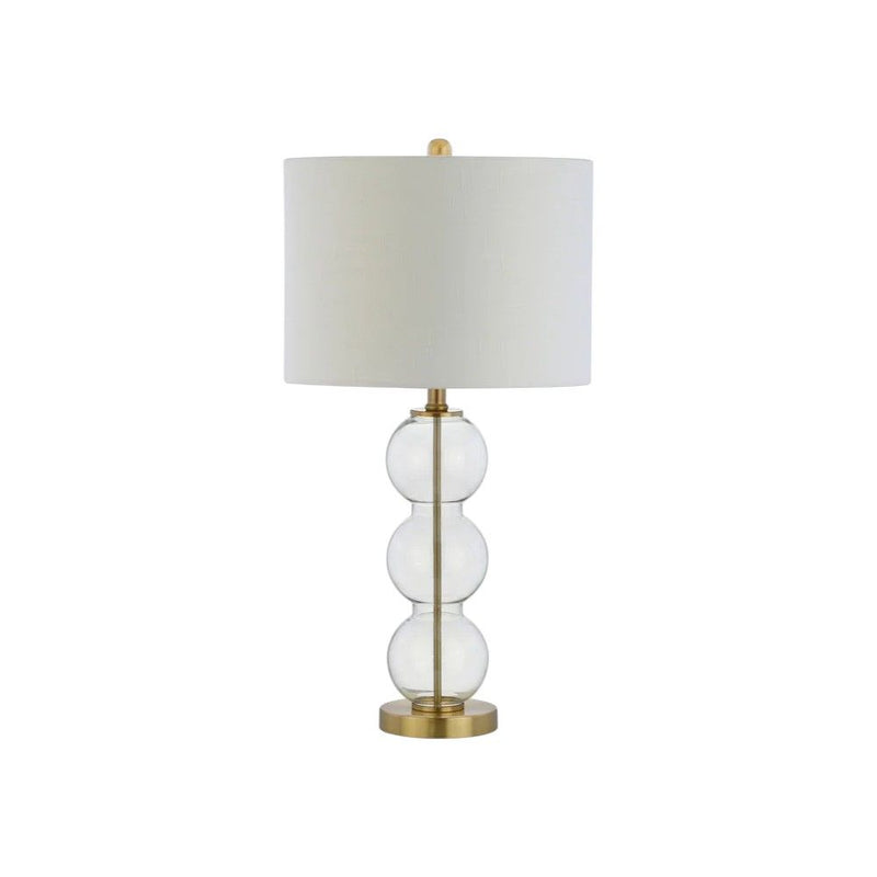 27" Novelty Table Lamps With Drum Shades (Set of 2) - Gold / Clear