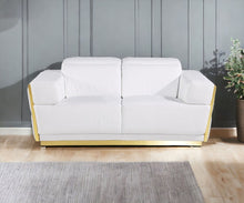 Load image into Gallery viewer, Italian Leather, Loveseat - White / Silver

