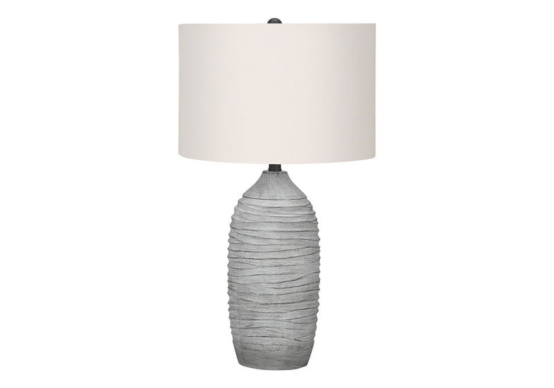 Cylinder Table Lamp With Ivory Drum Shade - Gray
