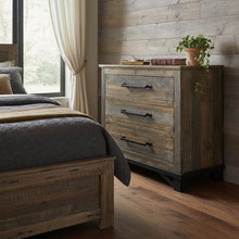 Load image into Gallery viewer, Solid Wood Three Drawer Chest - Brown / Gray
