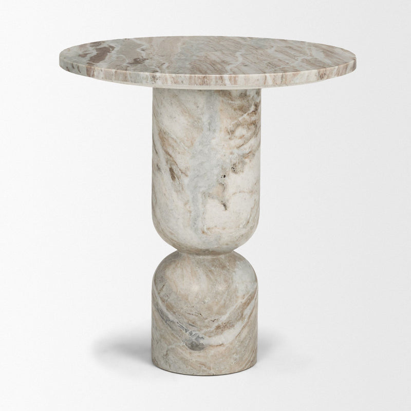 Marble Round Pedestal End Table - Pink / Pink
