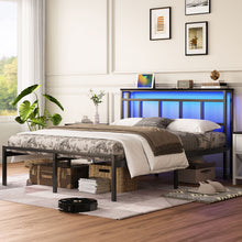 Load image into Gallery viewer, Bed Frame With Storage Headboard With USB C, Type C And LED Light
