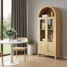 Load image into Gallery viewer, Arched Accent Cabinet With Two Glass Panel Doors - Natural
