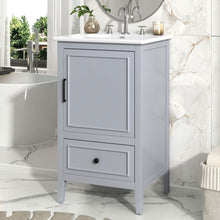 Load image into Gallery viewer, 20&quot; Bathroom Vanity With Sink, Bathroom Cabinet With A Door, Door Shelf Storage And Adiustable Foot Pads, A Drawer - Gray
