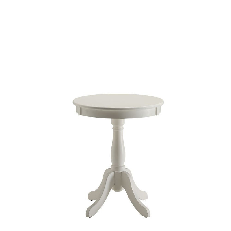 Cottage Wood Pedestal Side Or End Table - White
