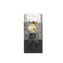 Load image into Gallery viewer, Metal And Pebbled Glass Wall Sconce - Black
